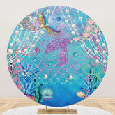 Aperturee - Pearl Mermaid Coral Fish Scale Round Party Backdrop